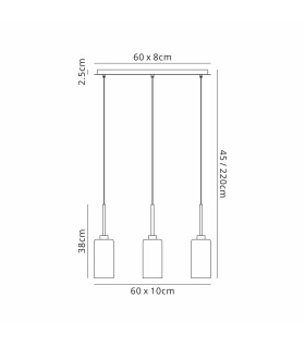 Baldwin Linear Pendant 2m 3 x G9 French Gold/Smoked Type A Shade-2