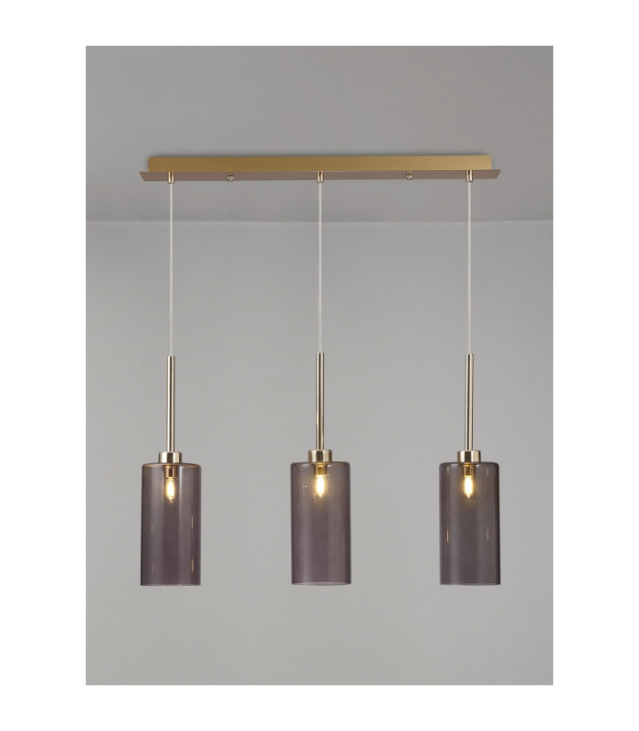 Baldwin Linear Pendant 2m 3 x G9 French Gold/Smoked Type A Shade-3