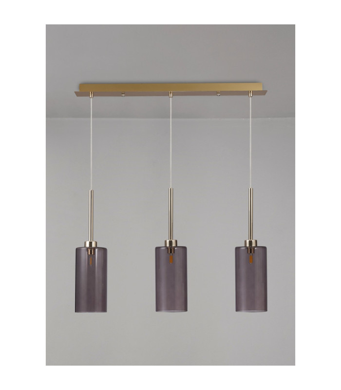 Baldwin Linear Pendant 2m 3 x G9 French Gold/Smoked Type A Shade-10