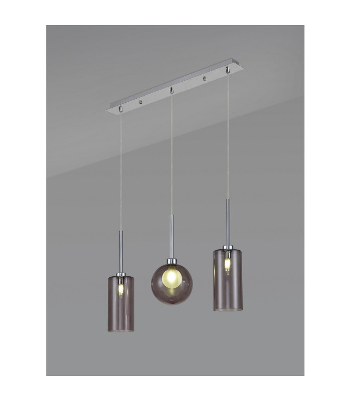 Baldwin Linear Pendant 2m 3 x G9 Polished Chrome/Smoked/Frosted Type A