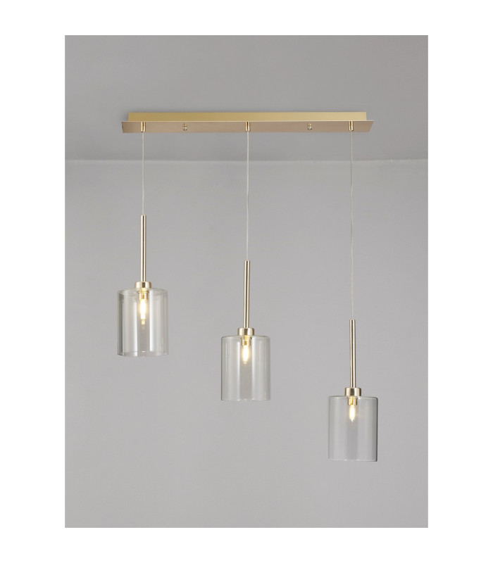 Baldwin Linear Pendant 2m 3 x G9 French Gold/Clear Type B Shade-3