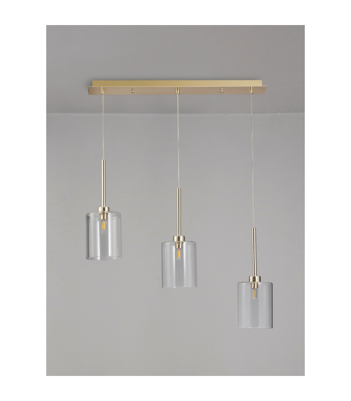 Baldwin Linear Pendant 2m 3 x G9 French Gold/Clear Type B Shade-10