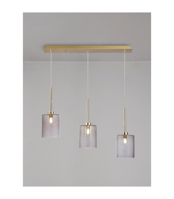 Baldwin Linear Pendant 2m 3 x G9 French Gold/Smoked Type B Shade-3