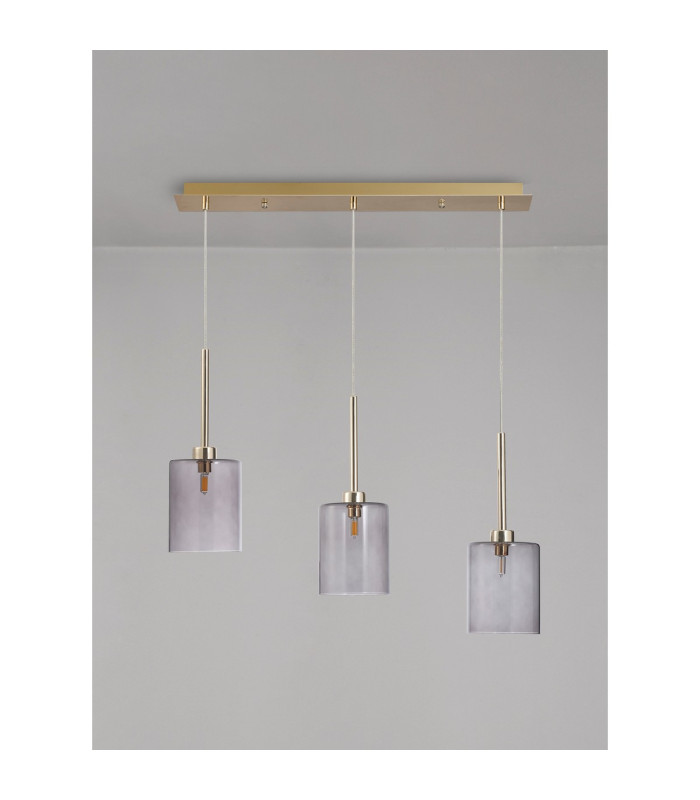 Baldwin Linear Pendant 2m 3 x G9 French Gold/Smoked Type B Shade-10