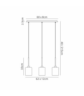 Baldwin Linear Pendant 2m 3 x G9 French Gold/Cognac Type B Shade-2