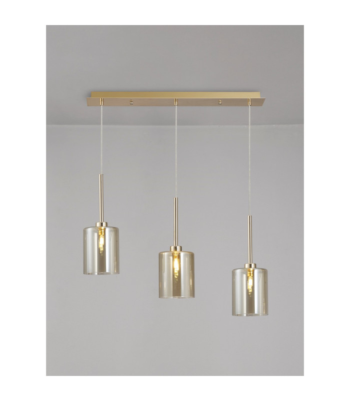 Baldwin Linear Pendant 2m 3 x G9 French Gold/Cognac Type B Shade-3