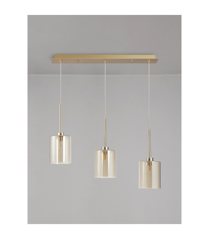 Baldwin Linear Pendant 2m 3 x G9 French Gold/Cognac Type B Shade-10
