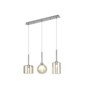 Baldwin Linear Pendant 2m 3 x G9 Polished Chrome/Cognac/Frosted Type B
