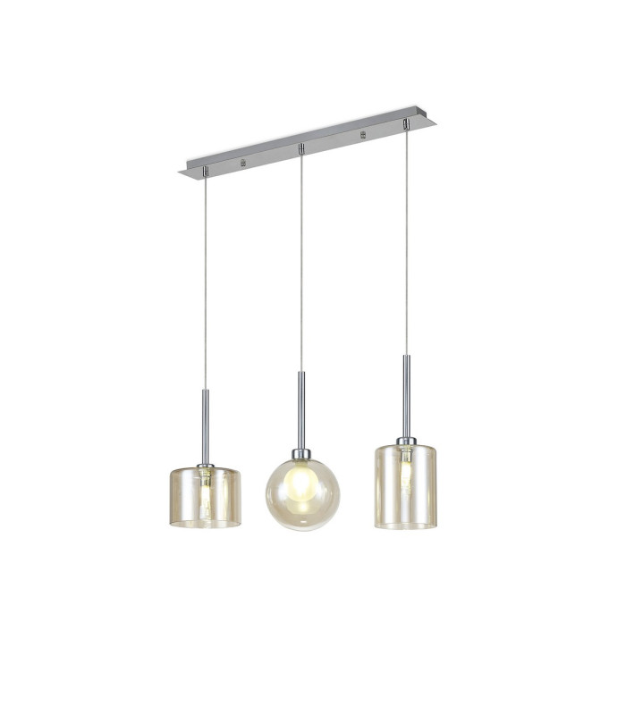 Baldwin Linear Pendant 2m 3 x G9 Polished Chrome/Cognac/Frosted Type B