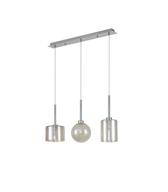 Baldwin Linear Pendant 2m 3 x G9 Polished Chrome/Cognac/Frosted Type B