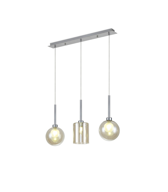 Baldwin Linear Pendant 2m 3 x G9 Polished Chrome/Cognac/Frosted Type C