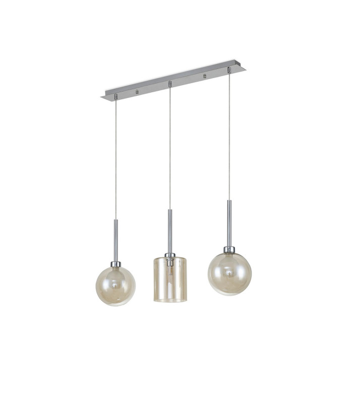 Baldwin Linear Pendant 2m 3 x G9 Polished Chrome/Cognac/Frosted Type C