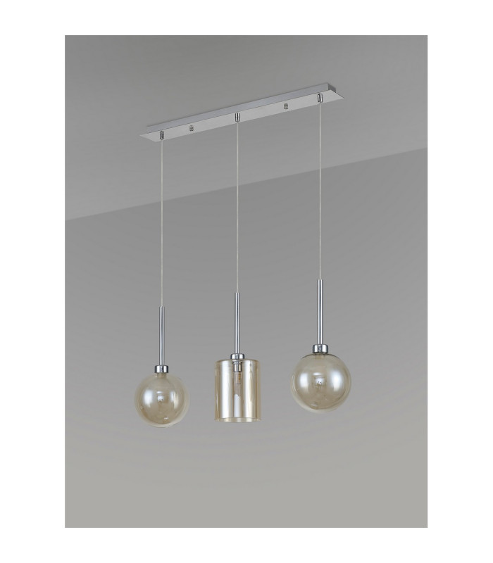 Baldwin Linear Pendant 2m 3 x G9 Polished Chrome/Cognac/Frosted Type C