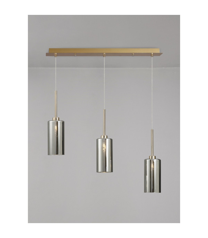 Baldwin Linear Pendant 2m 3 x G9 French Gold/Chrome Type A Shade-3