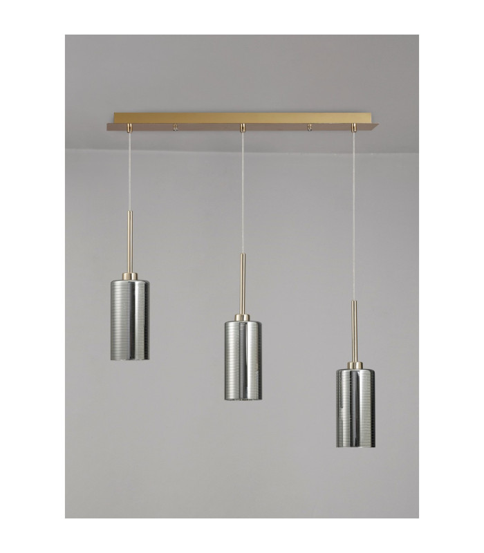 Baldwin Linear Pendant 2m 3 x G9 French Gold/Chrome Type A Shade-10