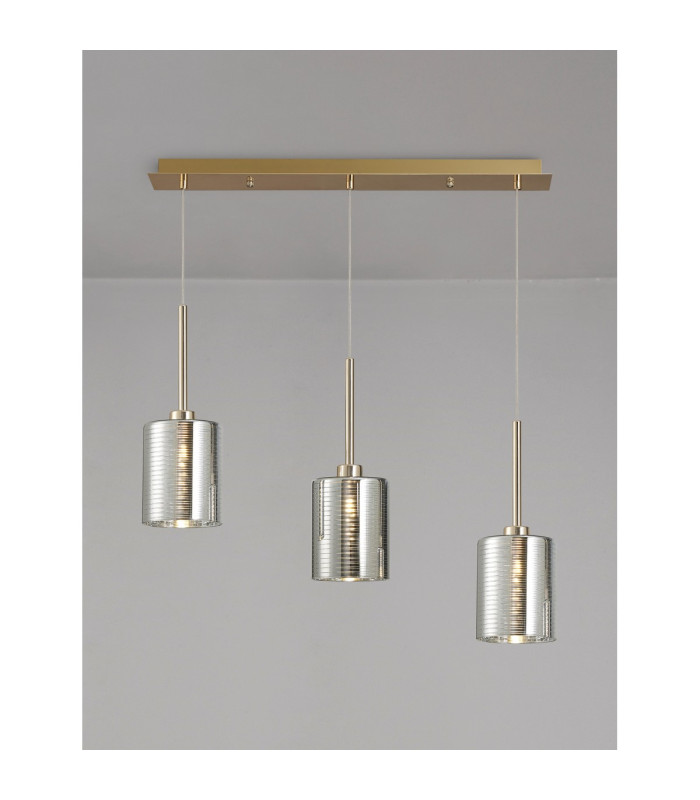 Baldwin Linear Pendant 2m 3 x G9 French Gold/Chrome Lined Type B Shade-3