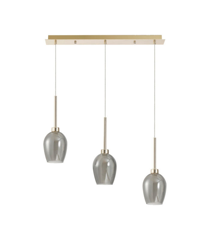 Baldwin Linear Pendant 2m 3 x G9 French Gold/Smoke/Frosted Type D Shade-4