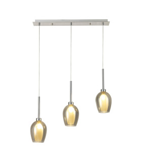 Baldwin Linear Pendant 2m 3 x G9 Polished Chrome/Smoke/Frosted Type D Shade-1