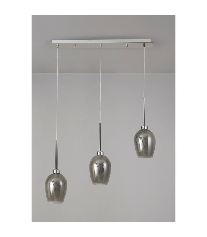 Baldwin Linear Pendant 2m 3 x G9 Polished Chrome/Smoke/Frosted Type D Shade-11