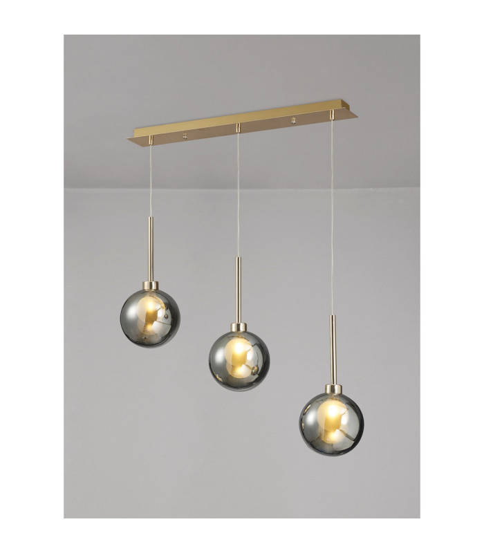 Baldwin Linear Pendant 2m 3 x G9 French Gold/Chrome/Frosted Type G Shade-3