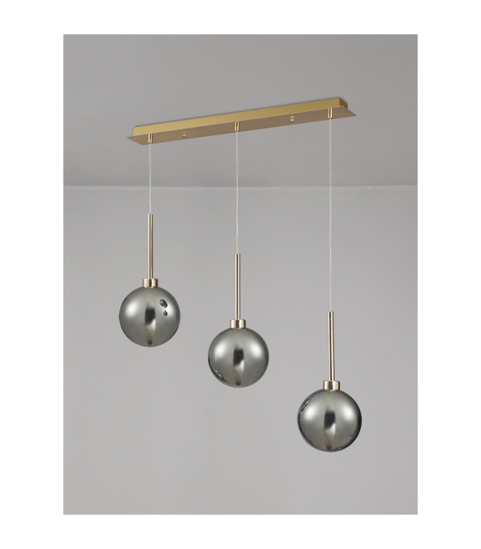 Baldwin Linear Pendant 2m 3 x G9 French Gold/Chrome/Frosted Type G Shade-10