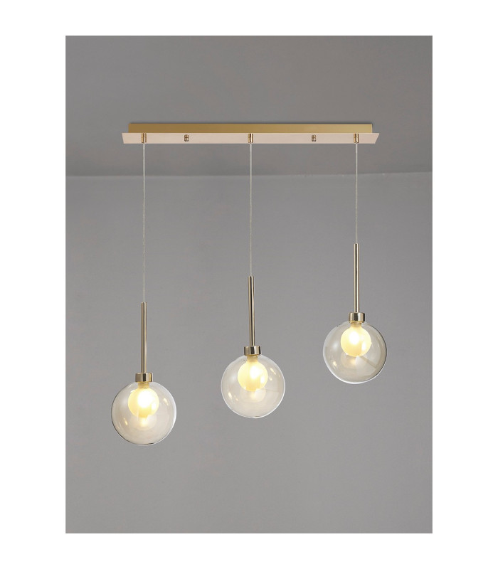 Baldwin Linear Pendant 2m 3 x G9 French Gold/Cognac/Frosted Type G Shade-3