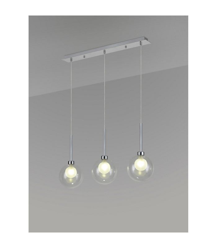 Baldwin Linear Pendant 2m 3 x G9 Polished Chrome/Clear/Frosted Type G Shade-3