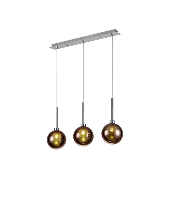 Baldwin Linear Pendant 2m 3 x G9 Polished Chrome/Copper/Frosted Type G Shade-1