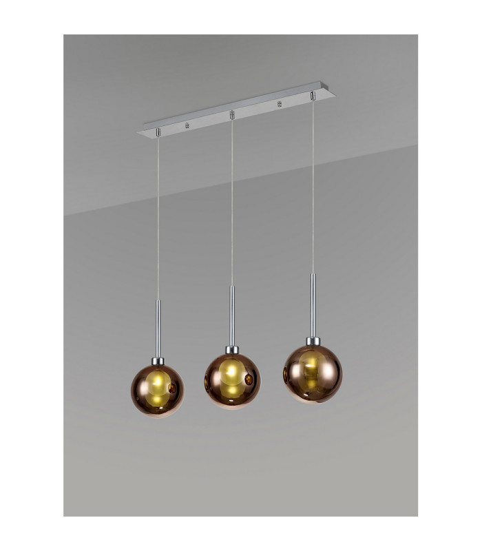 Baldwin Linear Pendant 2m 3 x G9 Polished Chrome/Copper/Frosted Type G Shade-3