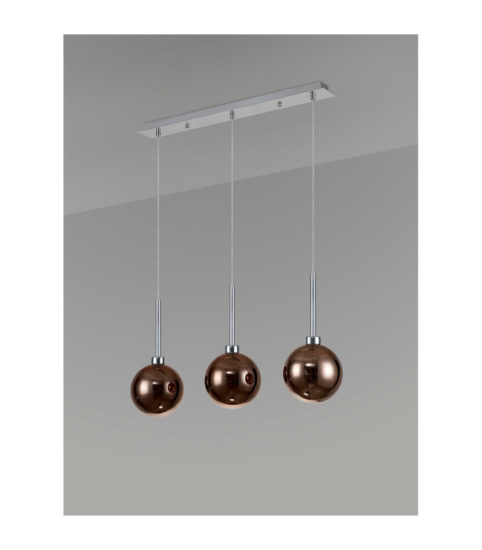Baldwin Linear Pendant 2m 3 x G9 Polished Chrome/Copper/Frosted Type G Shade-11