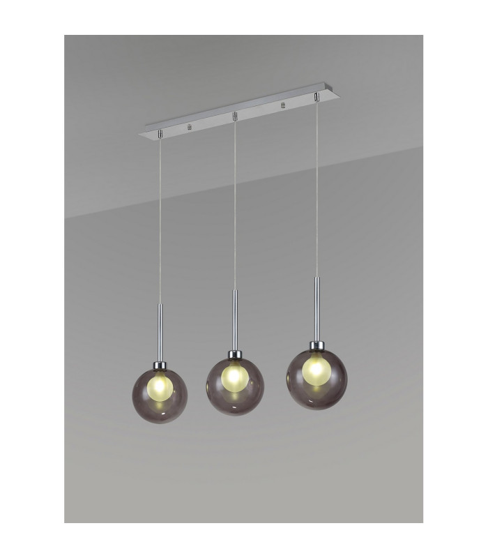 Baldwin Linear Pendant 2m 3 x G9 Polished Chrome/Smoked/Frosted Type G Shade-3