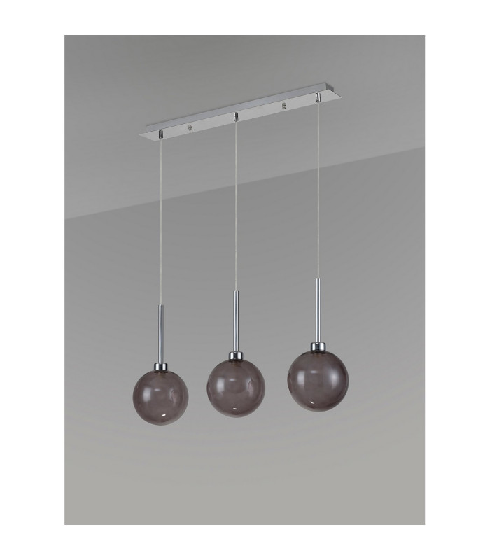 Baldwin Linear Pendant 2m 3 x G9 Polished Chrome/Smoked/Frosted Type G Shade-11