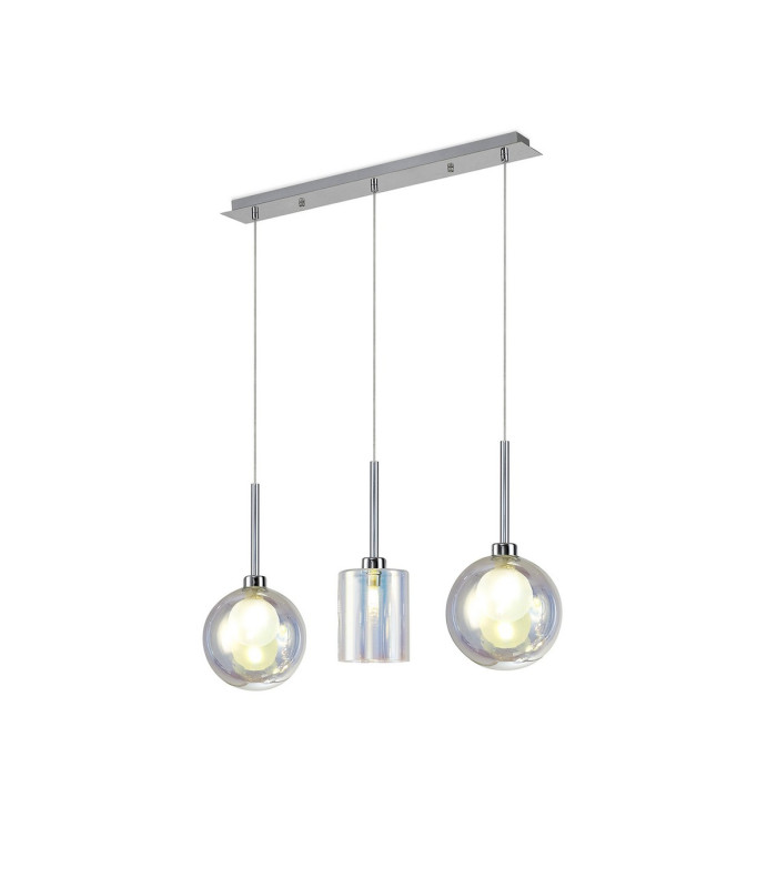 Baldwin Linear Pendant 2m 3 x G9 Polished Chrome/Iridescent/Frosted Type B