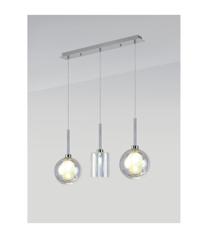 Baldwin Linear Pendant 2m 3 x G9 Polished Chrome/Iridescent/Frosted Type B