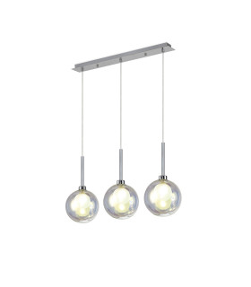 Baldwin Linear Pendant 2m 3 x G9 Polished Chrome/Iridescent/Frosted Type G Shade-1