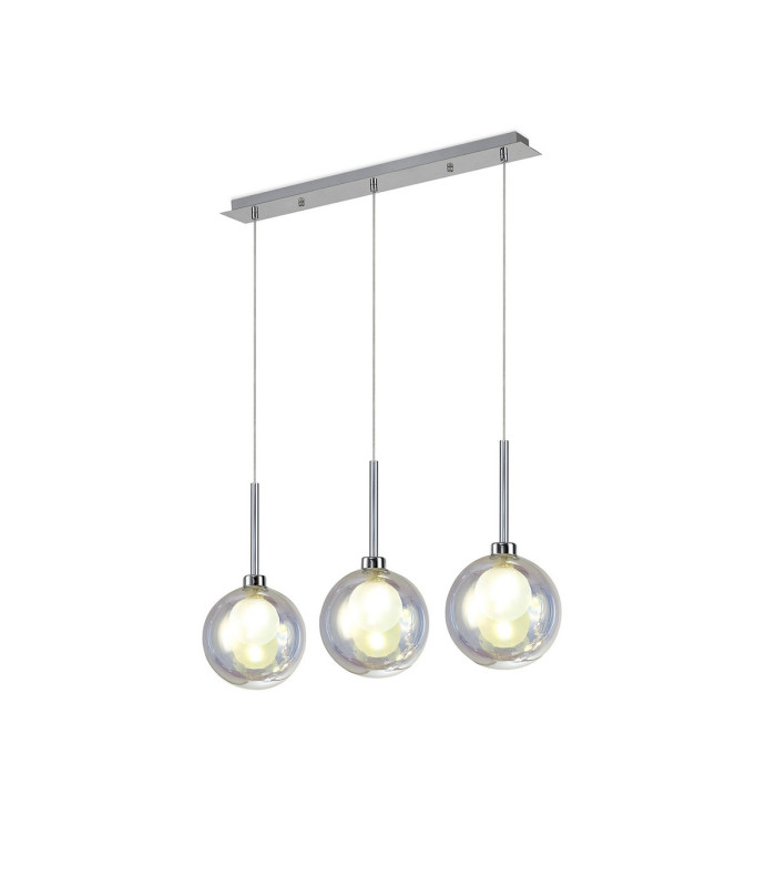 Baldwin Linear Pendant 2m 3 x G9 Polished Chrome/Iridescent/Frosted Type G Shade-1