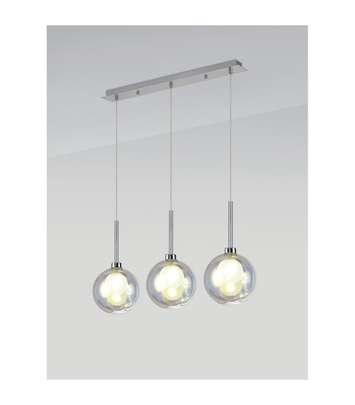 Baldwin Linear Pendant 2m 3 x G9 Polished Chrome/Iridescent/Frosted Type G Shade-3
