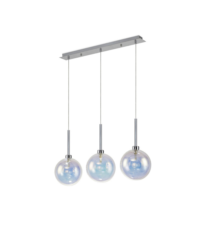 Baldwin Linear Pendant 2m 3 x G9 Polished Chrome/Iridescent/Frosted Type G Shade-4