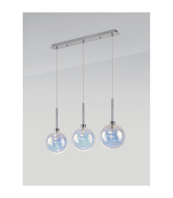 Baldwin Linear Pendant 2m 3 x G9 Polished Chrome/Iridescent/Frosted Type G Shade-11