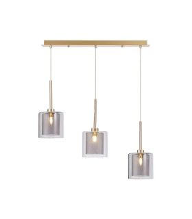 Baldwin Linear Pendant 2m 3 x G9 French Gold/Smoked/Clear Type H Shade-1
