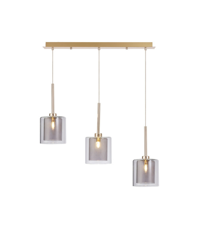 Baldwin Linear Pendant 2m 3 x G9 French Gold/Smoked/Clear Type H Shade-1