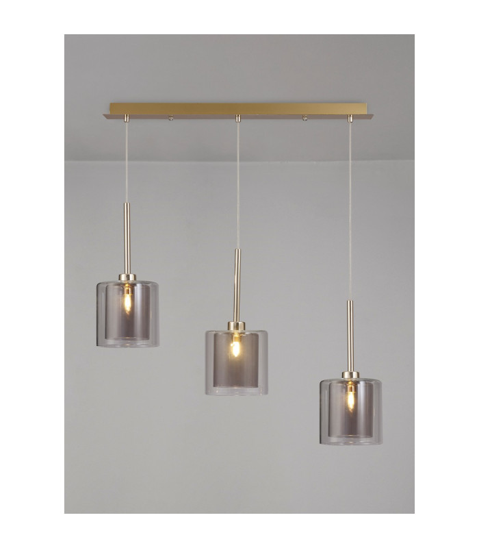 Baldwin Linear Pendant 2m 3 x G9 French Gold/Smoked/Clear Type H Shade-3