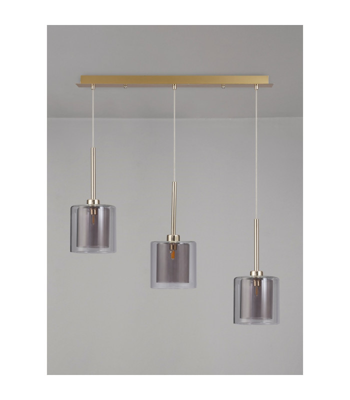 Baldwin Linear Pendant 2m 3 x G9 French Gold/Smoked/Clear Type H Shade-10