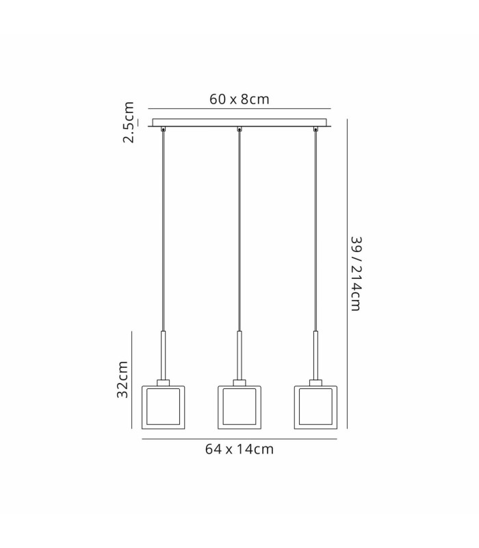Baldwin Linear Pendant 2m 3 x G9 French Gold/Frosted/Clear Type H Shade-2
