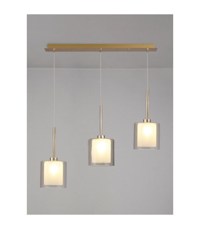 Baldwin Linear Pendant 2m 3 x G9 French Gold/Frosted/Clear Type H Shade-3