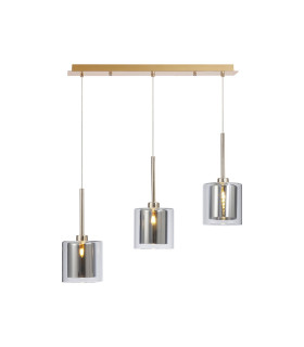 Baldwin Linear Pendant 2m 3 x G9 French Gold/Chrome/Clear Type H Shade-1