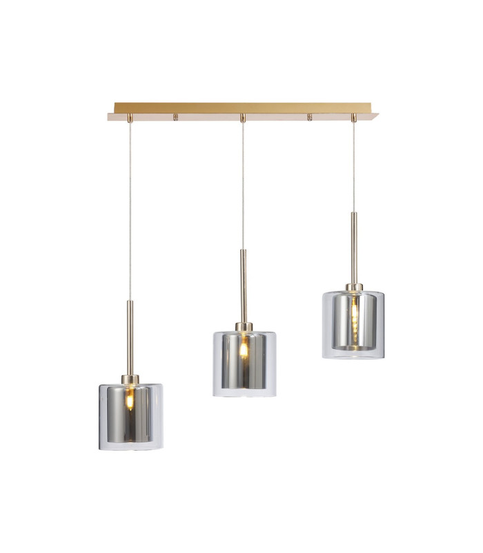 Baldwin Linear Pendant 2m 3 x G9 French Gold/Chrome/Clear Type H Shade-1
