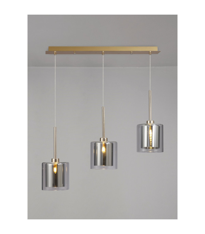 Baldwin Linear Pendant 2m 3 x G9 French Gold/Chrome/Clear Type H Shade-3