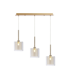Baldwin Linear Pendant 2m 3 x G9 French Gold/Cognac/Clear Type H Shade-1