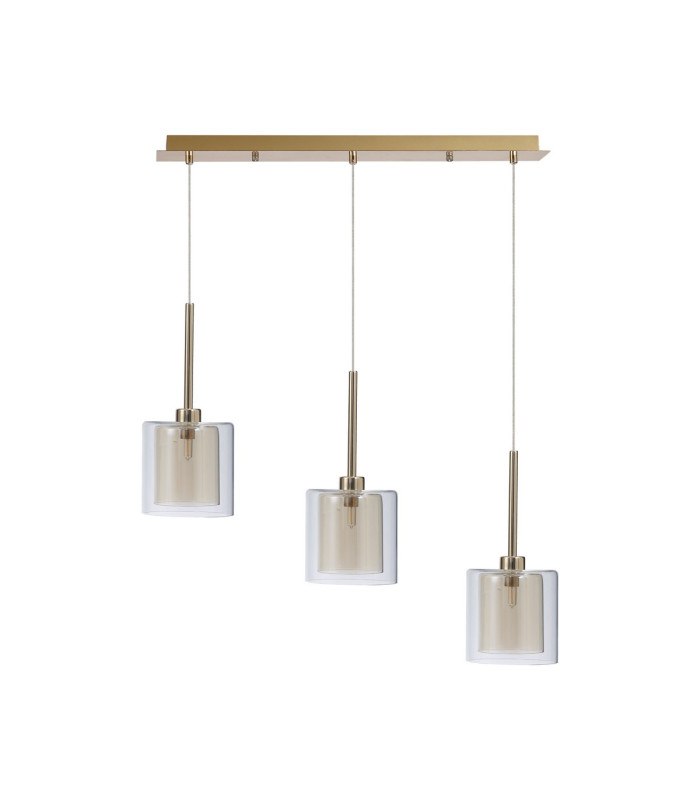 Baldwin Linear Pendant 2m 3 x G9 French Gold/Cognac/Clear Type H Shade-4